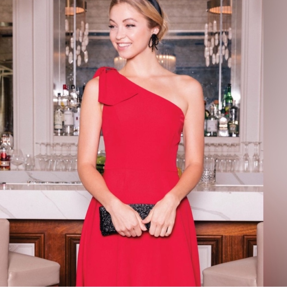 Gal Meets Glam Yvonne Red One Shoulder Dress